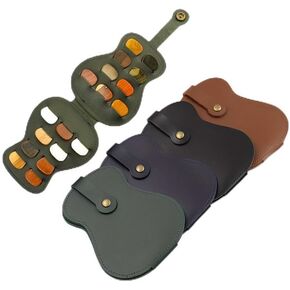 GRBVFDS Leather Guitar Pick Holder Case,Handmade PU Leather Guitar Plectrum Holder with 18 Slots for Guitar Picks (black)