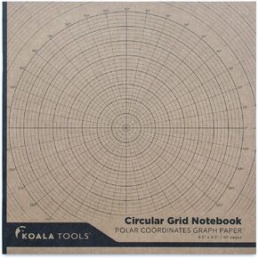 Koala Tools - Circular Grid Sketchbook with Polar Coordinate Graph Paper, Polar Grid for Circular Designs, Mandala, and Geometric Patterns, 8.5 x 8.5 inches, 60 Pages - Pack of 1 in Kuwait