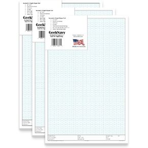 11" x 17" Isometric Graph Paper 50 Sheets Landscape - 0.25" Grid, Non-photo Blue, High Brightness, Drafting, Engineering, Art, 3D Design (1-Pack)