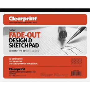 Chartpak 932811ISO Grid Paper Pad 20lb. 30Degree Isometric 11-Inch x8-1/2-Inch 30 SHT