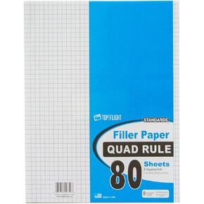 Top Flight Filler Paper, Quadrille Rule, 11 x 8.5 Inches, 80 Sheets (12650)