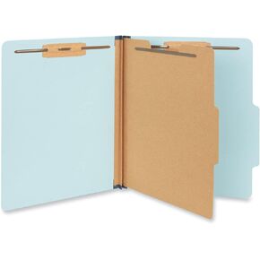 Universal Four-Section Pressboard Classification Folders, 1.75" Expansion, 1 Divider, 4 Fasteners, Letter Size, Light Blue, 20/Box