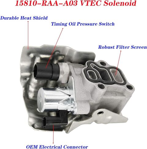 15810-RAA-A03 مجموعة صمامات البكرة VTEC الملف اللولبي مع مفتاح ضغط زيت التوقيت وحشية، متوافق مع Honda Accord، CR-V، العنصر، Civic Si، RSX، استبدال # 15810-RAA-A01 15810-PPA-A01 15810-PNE-G01 in Kuwait