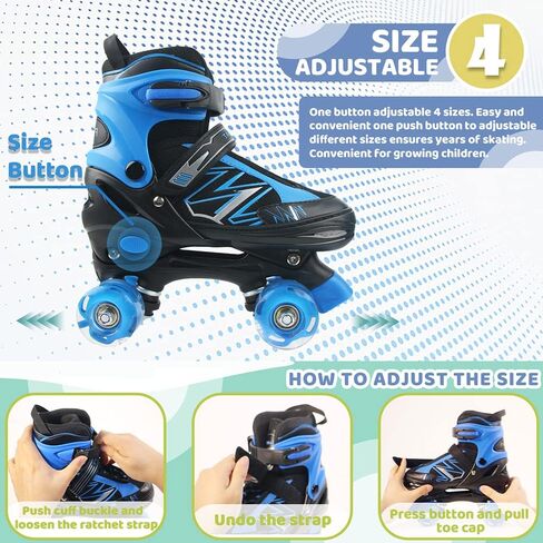 Roller Skates for Kids, Boys Roller Skates for Girls with All Wheels Lighting Up, Adjustable Roller Skates for Beginner Indoor Outdoor Sports Roller Skates in Saudi Arabia