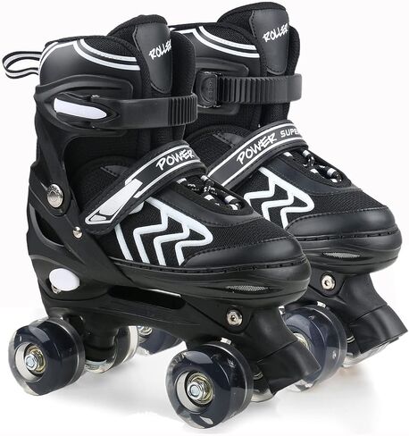 Kids Roller Skates for Boys Adjustable Roller Skates for Men Women Girls with 8 Wheels Lighting for Indoor Outdoor Quad Skates in Kuwait