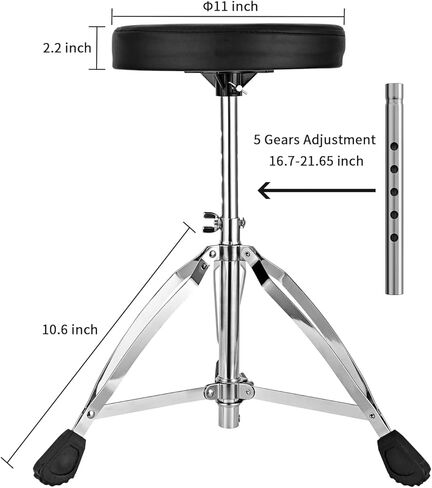 مقعد الطبل المبطن بارتفاع عرش الطبل من تيباتيارد مع أقدام مزدوجة قابلة للطي ومضادة للانزلاق، كرسي طبل أسود لقارعي الطبول البالغين in Kuwait