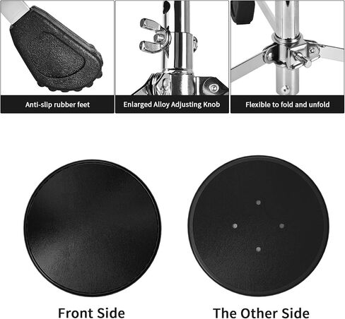 مقعد الطبل المبطن بارتفاع عرش الطبل من تيباتيارد مع أقدام مزدوجة قابلة للطي ومضادة للانزلاق، كرسي طبل أسود لقارعي الطبول البالغين in Kuwait
