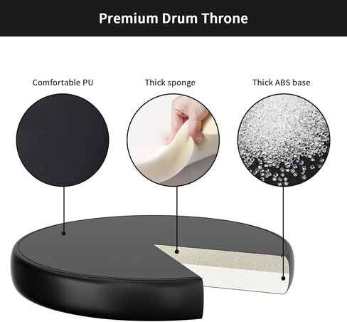 مقعد الطبل المبطن بارتفاع عرش الطبل من تيباتيارد مع أقدام مزدوجة قابلة للطي ومضادة للانزلاق، كرسي طبل أسود لقارعي الطبول البالغين in Kuwait