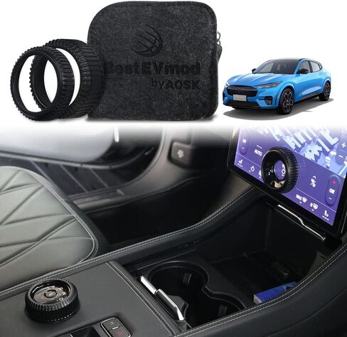 AOSKonology for Mach E Volume Control Knob MetalCover Accessories Volume/Gear Shift Switch Knob Metal Cover Zinc Alloy SNAP in Design Compatible with 2021-2024 Mustang Mach E (Volume+Gear, Black) in Kuwait