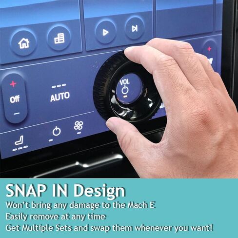 AOSKonology for Mach E Volume Control Knob MetalCover Accessories Volume/Gear Shift Switch Knob Metal Cover Zinc Alloy SNAP in Design Compatible with 2021-2024 Mustang Mach E (Volume+Gear, Black) in Kuwait