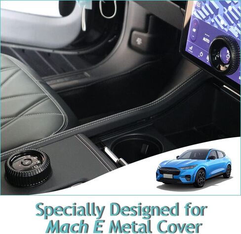AOSKonology for Mach E Volume Control Knob MetalCover Accessories Volume/Gear Shift Switch Knob Metal Cover Zinc Alloy SNAP in Design Compatible with 2021-2024 Mustang Mach E (Volume+Gear, Black) in Kuwait