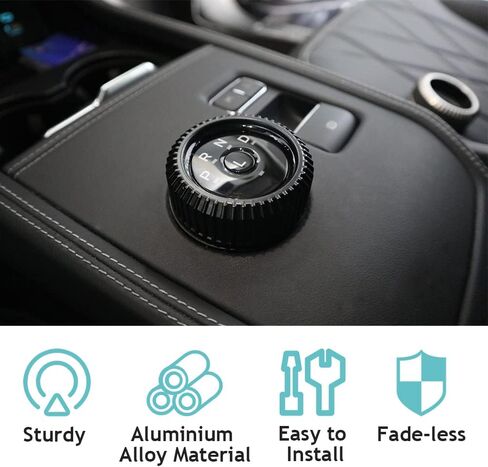 AOSKonology for Mach E Volume Control Knob MetalCover Accessories Volume/Gear Shift Switch Knob Metal Cover Zinc Alloy SNAP in Design Compatible with 2021-2024 Mustang Mach E (Volume+Gear, Black) in Kuwait