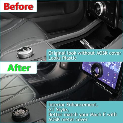 AOSKonology for Mach E Volume Control Knob MetalCover Accessories Volume/Gear Shift Switch Knob Metal Cover Zinc Alloy SNAP in Design Compatible with 2021-2024 Mustang Mach E (Volume+Gear, Black) in Kuwait