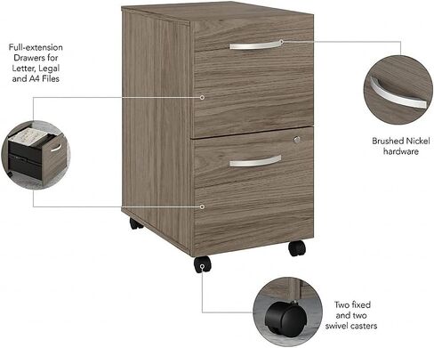 خزانة ملفات متحركة من Bush Business Furniture Hybrid ذات درجين، خطاب/قانوني، رمادي عاصف، 20 بوصة (HYF116SGSU-Z) in Saudi Arabia