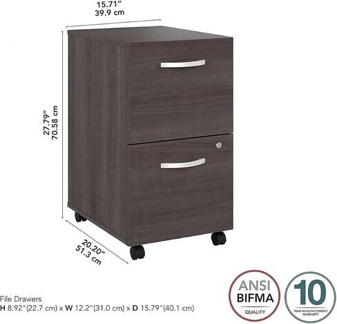 خزانة ملفات متحركة من Bush Business Furniture Hybrid ذات درجين، خطاب/قانوني، رمادي عاصف، 20 بوصة (HYF116SGSU-Z) in Saudi Arabia