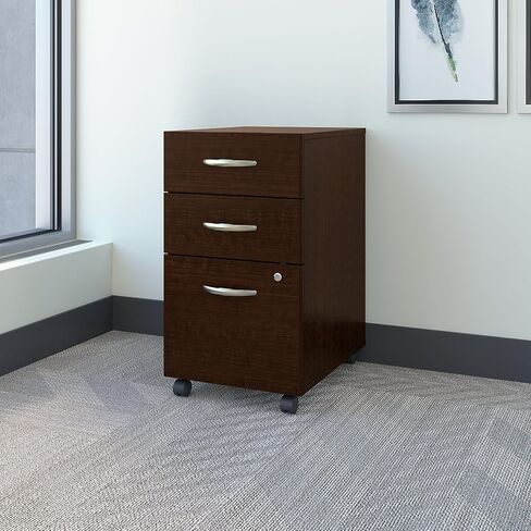 Bush Business Furniture Components خزانة ملفات متنقلة عمودية ذات 3 أدراج مقاس 21 بوصة، لون الكرز/الجرافيت الرمادي من Hansen، Standard Del in Saudi Arabia