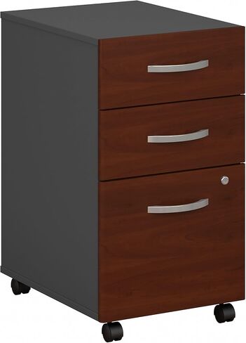 Bush Business Furniture Components خزانة ملفات متنقلة عمودية ذات 3 أدراج مقاس 21 بوصة، لون الكرز/الجرافيت الرمادي من Hansen، Standard Del in Saudi Arabia