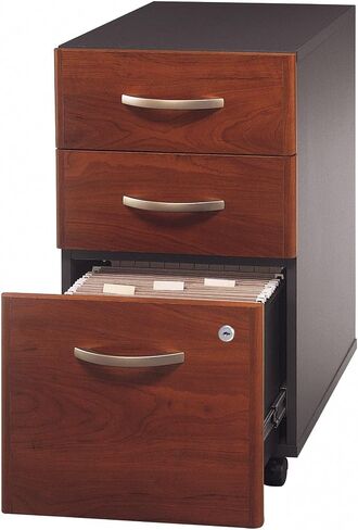 Bush Business Furniture Components خزانة ملفات متنقلة عمودية ذات 3 أدراج مقاس 21 بوصة، لون الكرز/الجرافيت الرمادي من Hansen، Standard Del in Saudi Arabia