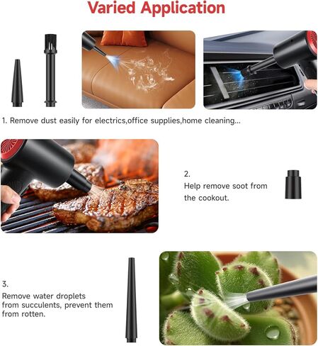 منفضة هواء مضغوطة كهربائية لاسلكية من OTAO - 51000 دورة في الدقيقة، 3 سرعات، منظف لوحة مفاتيح شحن USB سريع مع ضوء LED لإزالة الغبار/تنظيف إلكترونيات الكمبيوتر، استبدال علبة الهواء/المضخة in Kuwait