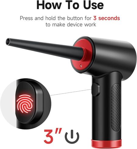 منفضة هواء مضغوطة كهربائية لاسلكية من OTAO - 51000 دورة في الدقيقة، 3 سرعات، منظف لوحة مفاتيح شحن USB سريع مع ضوء LED لإزالة الغبار/تنظيف إلكترونيات الكمبيوتر، استبدال علبة الهواء/المضخة in Kuwait