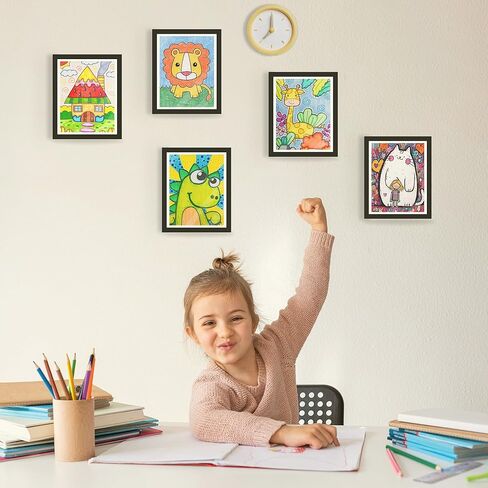 3 قطع من الإطارات الفنية للأطفال، فتحة أمامية قابلة للتغيير، تعرض 8.5x11 مع حصيرة و10x12.5 بدون حصيرة، تحمل 100 قطعة، مناسبة لغرف الأطفال والمنازل والمكاتب، أسود in Kuwait