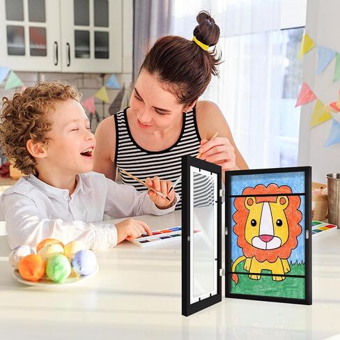 3 قطع من الإطارات الفنية للأطفال، فتحة أمامية قابلة للتغيير، تعرض 8.5x11 مع حصيرة و10x12.5 بدون حصيرة، تحمل 100 قطعة، مناسبة لغرف الأطفال والمنازل والمكاتب، أسود in Kuwait