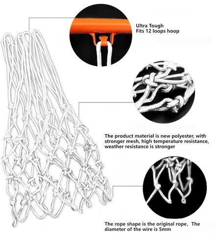 عبوتان من شبكة كرة السلة عالية الجودة الاحترافية عالية التحمل في جميع الأحوال الجوية للاستخدام الداخلي والخارجي، حواف 12 حلقة in Kuwait