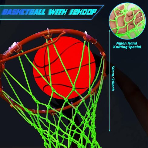 2 Pcs Glow in The Dark Basketball Accessories for Boys Girls Include LED Basketball Lights for Hoop Outdoor Luminous Nightlight Basketball Net 16 Colors Change Remote Control Basketball Rim LED Light in Saudi Arabia