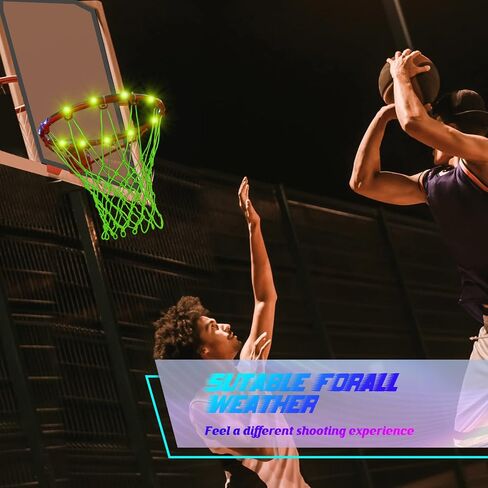 2 Pcs Glow in The Dark Basketball Accessories for Boys Girls Include LED Basketball Lights for Hoop Outdoor Luminous Nightlight Basketball Net 16 Colors Change Remote Control Basketball Rim LED Light in Saudi Arabia