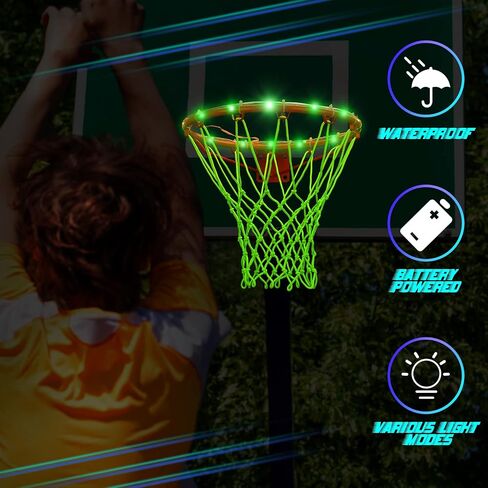 2 Pcs Glow in The Dark Basketball Accessories for Boys Girls Include LED Basketball Lights for Hoop Outdoor Luminous Nightlight Basketball Net 16 Colors Change Remote Control Basketball Rim LED Light in Saudi Arabia