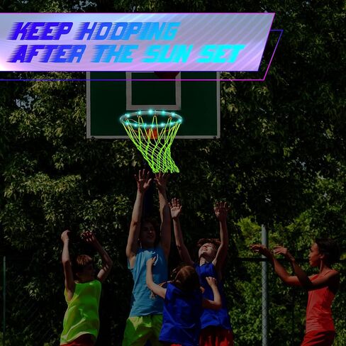 2 Pcs Glow in The Dark Basketball Accessories for Boys Girls Include LED Basketball Lights for Hoop Outdoor Luminous Nightlight Basketball Net 16 Colors Change Remote Control Basketball Rim LED Light in Saudi Arabia