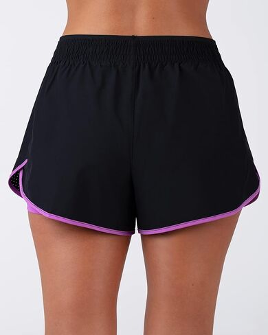 Layer 8 Women's Knit and Woven Quick Dry Two in One Running Yoga Work Out Short with Compression Shorts Underneath in Saudi Arabia