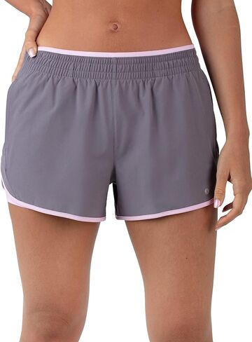 Layer 8 Women's Knit and Woven Quick Dry Two in One Running Yoga Work Out Short with Compression Shorts Underneath in Saudi Arabia