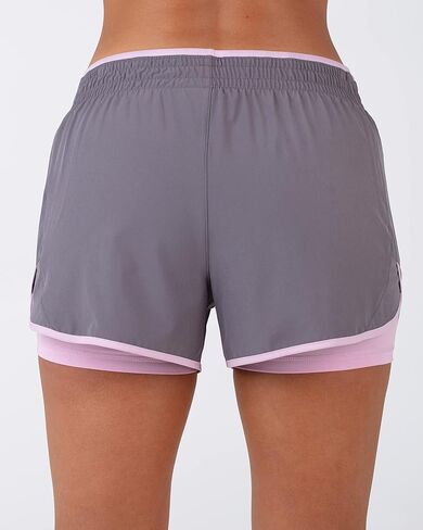 Layer 8 Women's Knit and Woven Quick Dry Two in One Running Yoga Work Out Short with Compression Shorts Underneath in Saudi Arabia