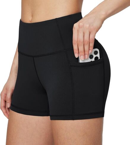 BALEAF Biker Shorts Women Yoga Gym Workout Spandex Running Volleyball Tummy Control Compression Shorts with Pockets 3" Black XS in Saudi Arabia