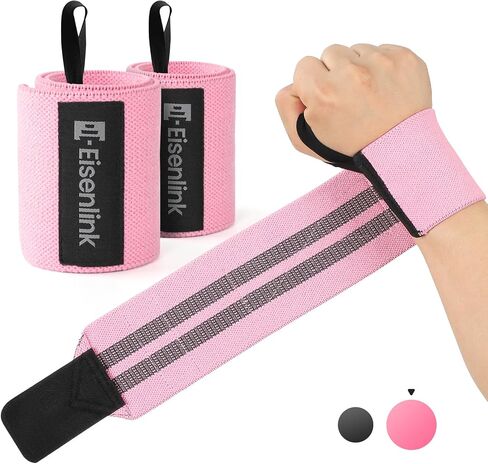 Eisenlink Wrist Wraps for Weightlifting 18 inch Gym Straps 1 Pair Men and Women Powerlifting Working Out Crosslift Bench Press Tendonitis Latex Thread Material in Saudi Arabia