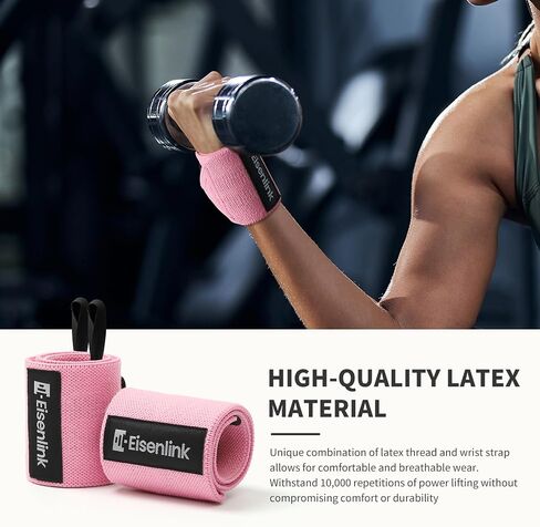 Eisenlink Wrist Wraps for Weightlifting 18 inch Gym Straps 1 Pair Men and Women Powerlifting Working Out Crosslift Bench Press Tendonitis Latex Thread Material in Saudi Arabia