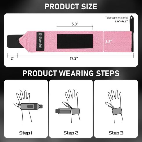 Eisenlink Wrist Wraps for Weightlifting 18 inch Gym Straps 1 Pair Men and Women Powerlifting Working Out Crosslift Bench Press Tendonitis Latex Thread Material in Saudi Arabia