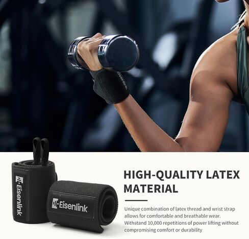 Eisenlink Wrist Wraps for Weightlifting 18 inch Gym Straps 1 Pair Men and Women Powerlifting Working Out Crosslift Bench Press Tendonitis Latex Thread Material in Saudi Arabia
