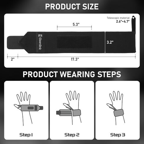 Eisenlink Wrist Wraps for Weightlifting 18 inch Gym Straps 1 Pair Men and Women Powerlifting Working Out Crosslift Bench Press Tendonitis Latex Thread Material in Saudi Arabia