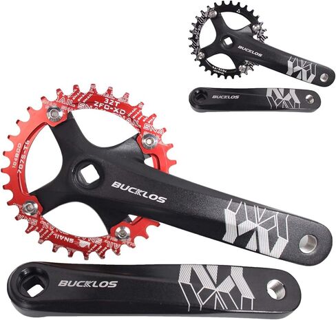 BUCKLOS MTB دراجة جبلية ذات سرعة واحدة مربعة الشكل - 170 مم مجموعة كرنك دراجة مع 104BCD 32/34/36/38/40/42T سلسلة دائرية/بيضاوية مناسبة لدراجة Ebike/ركاب in Kuwait