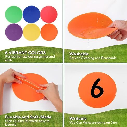 9 Inch Poly Vinyl Spot Markers, Non Slip Rubber Agility Markers Flat Field Cones Floor Dots,for Exercise Drills, Sports, Games, Speed Agility Training -60 Pcs in Saudi Arabia
