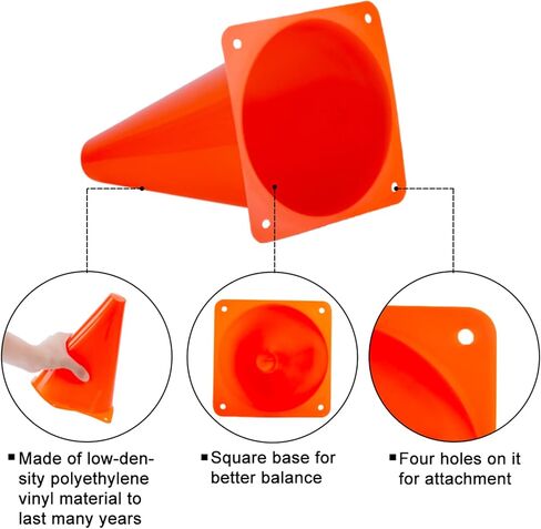 9 Inch Cones Sports, 15 Pack Orange Soccer Cones Training Agility Field Marker Plastic Traffic Cones for Football Basketball Drills Multipurpose Practice, Indoor Outdoor Games Activity Party Events in Saudi Arabia