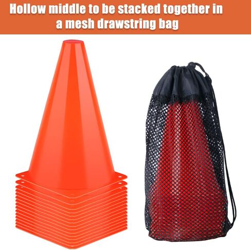 9 Inch Cones Sports, 15 Pack Orange Soccer Cones Training Agility Field Marker Plastic Traffic Cones for Football Basketball Drills Multipurpose Practice, Indoor Outdoor Games Activity Party Events in Saudi Arabia