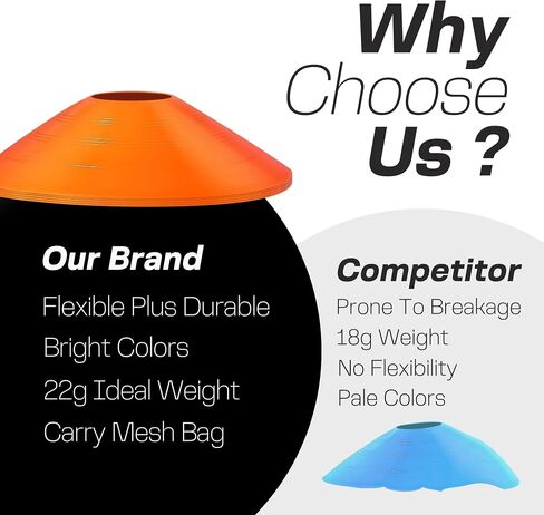 30 Soccer Cones for Drills - Orange Agility Cones Set with Carry Mesh Bag - Sports Training Cones for Football & Basketball in Saudi Arabia