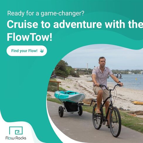 مقطورة كاياك للدراجة ذات رفوف التدفق، وSUPs، وألواح طويلة مع دراجتك - عربة كاياك قابلة للقطر دوللي بما في ذلك وصلة ربط الدراجة، وأشرطة ربط، وحجرة تخزين سهلة الاستخدام in Kuwait