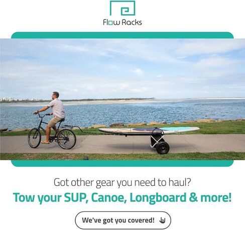 مقطورة كاياك للدراجة ذات رفوف التدفق، وSUPs، وألواح طويلة مع دراجتك - عربة كاياك قابلة للقطر دوللي بما في ذلك وصلة ربط الدراجة، وأشرطة ربط، وحجرة تخزين سهلة الاستخدام in Kuwait