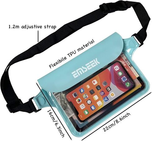 EMSEEK Waterproof Waist Pouch Dry Belt Bag Fanny Pack Keep Your Key Fob Wallet Kindle Phone Dry Perfect For Swim Surf Snorkel(Light Green) in Saudi Arabia