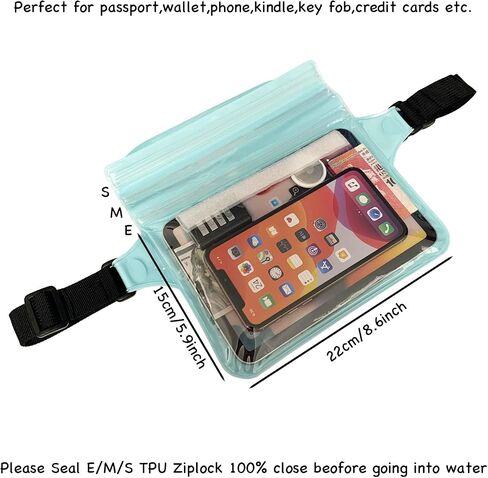 EMSEEK Waterproof Waist Pouch Dry Belt Bag Fanny Pack Keep Your Key Fob Wallet Kindle Phone Dry Perfect For Swim Surf Snorkel(Light Green) in Saudi Arabia