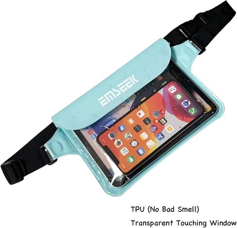 EMSEEK Waterproof Waist Pouch Dry Belt Bag Fanny Pack Keep Your Key Fob Wallet Kindle Phone Dry Perfect For Swim Surf Snorkel(Light Green) in Saudi Arabia